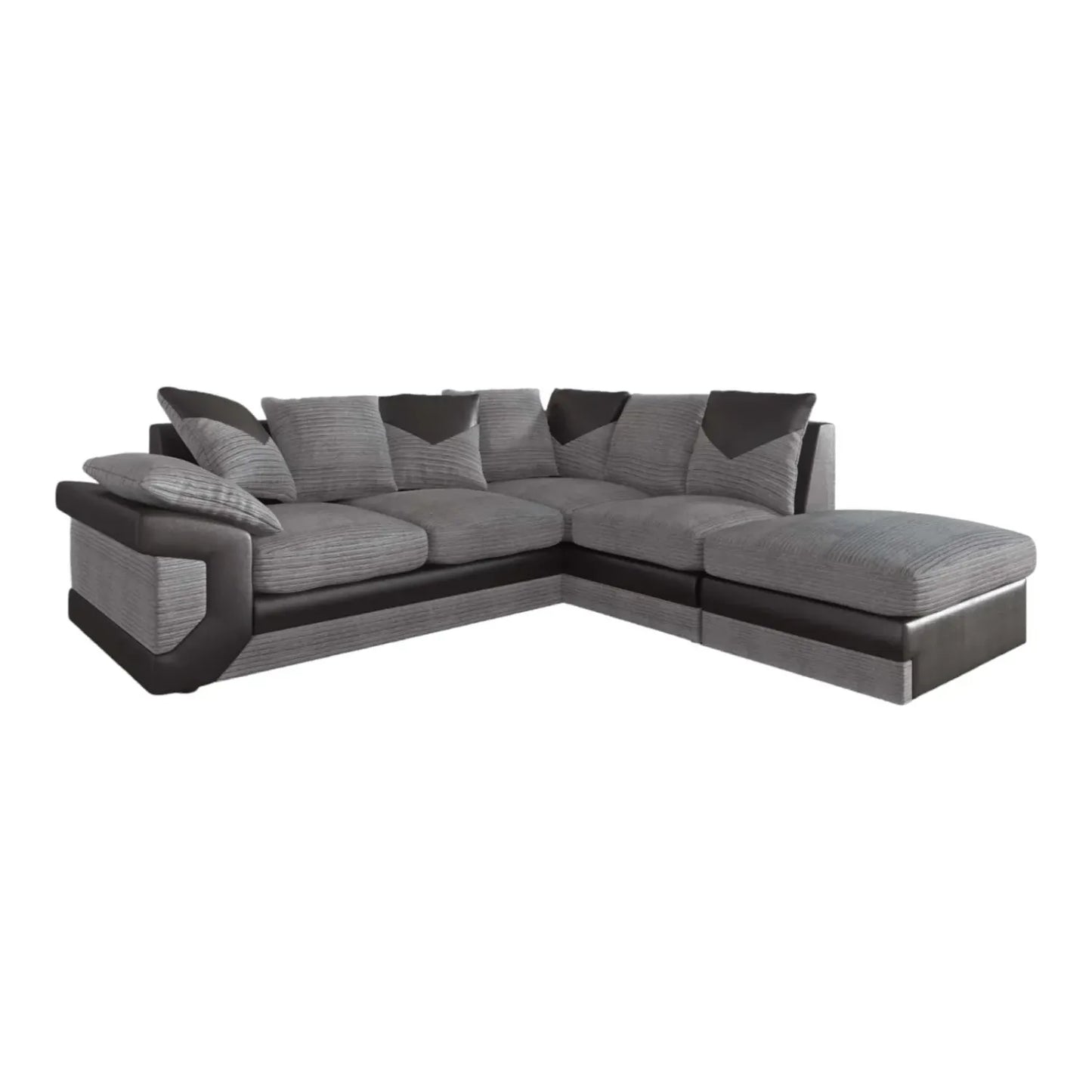 Dino Right Hand Jumbo Cord Corner Sofa with detachable footstool