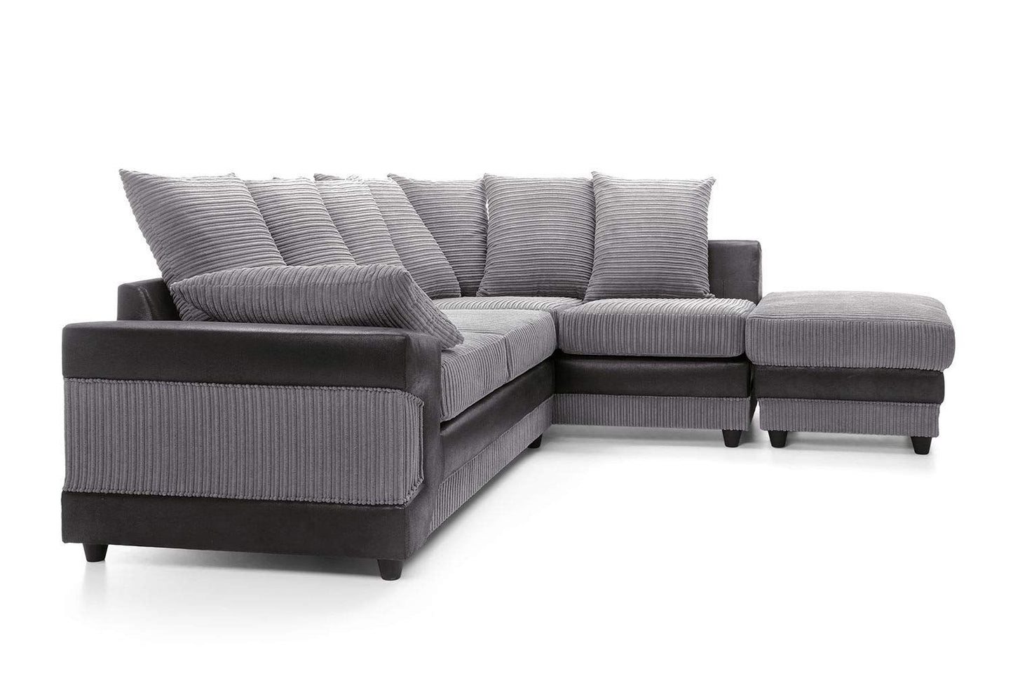 Dino Right Hand Jumbo Cord Corner Sofa with detachable footstool