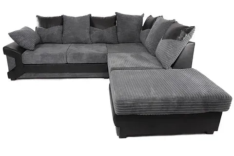 Dino Right Hand Jumbo Cord Corner Sofa with detachable footstool