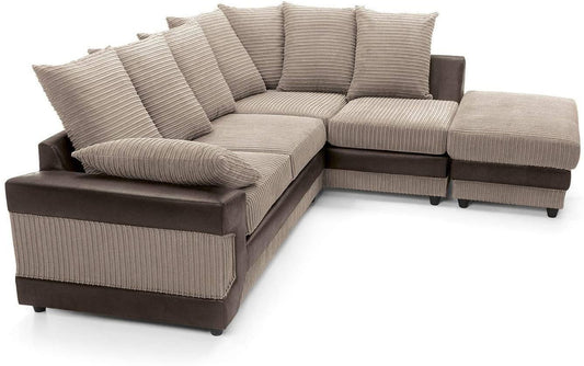 Dino Right Hand Jumbo Cord Corner Sofa with detachable footstool
