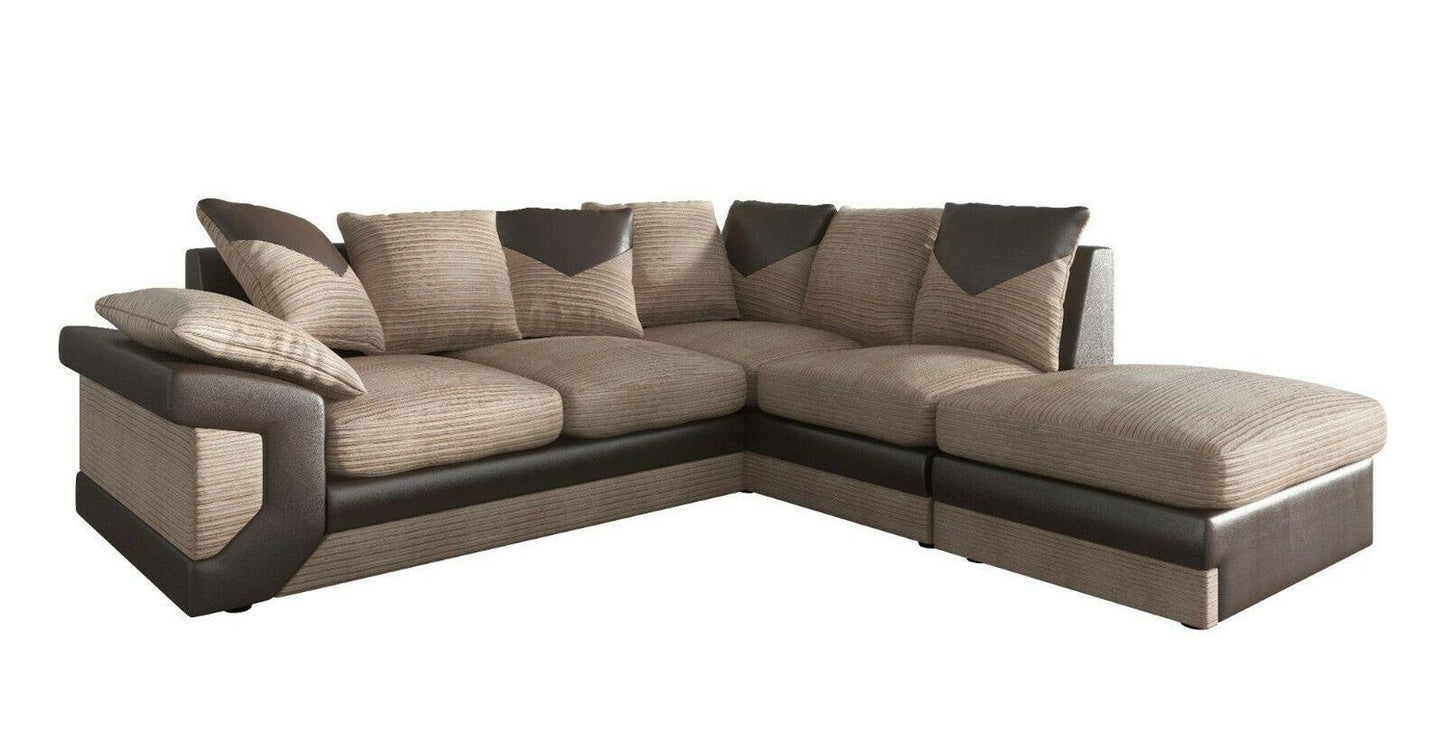 Dino Right Hand Jumbo Cord Corner Sofa with detachable footstool