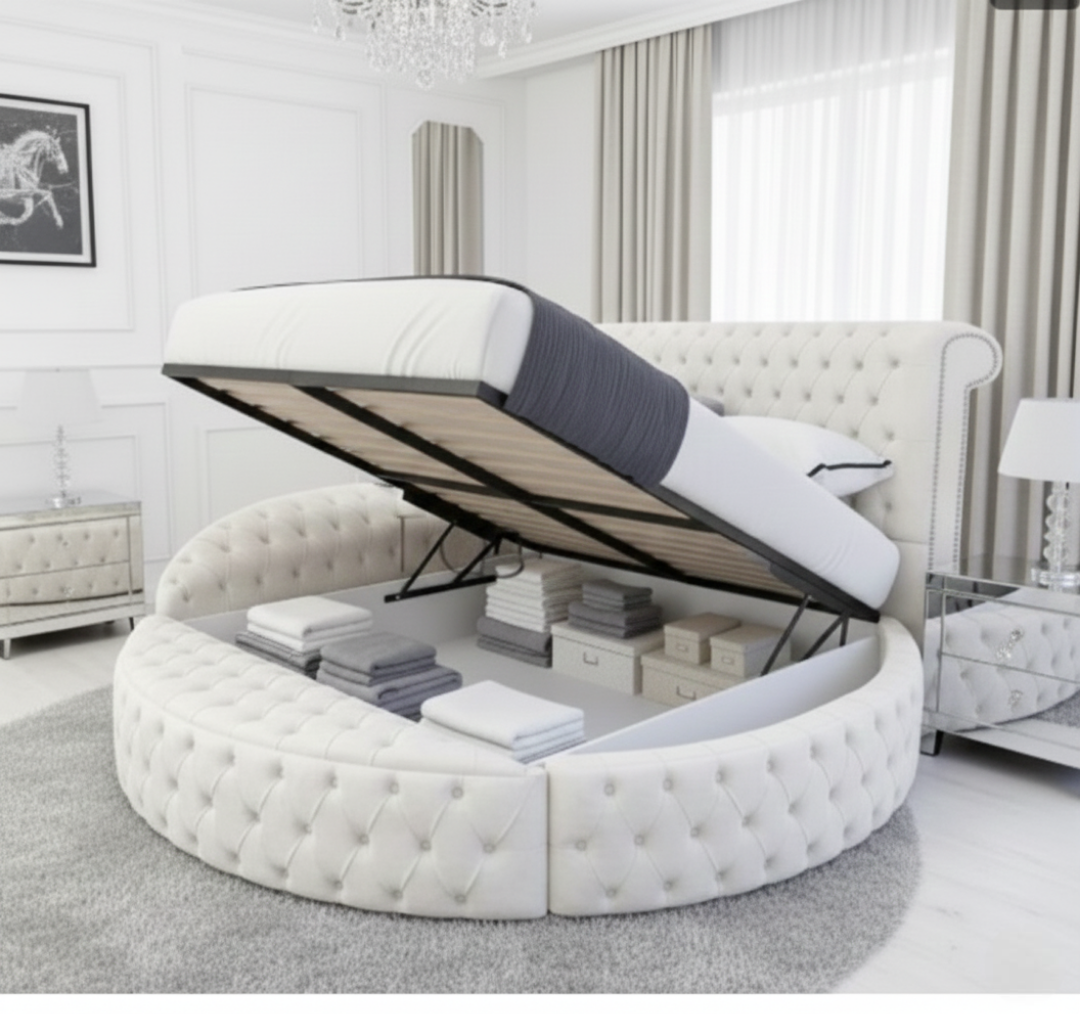 Elvian Round Bed With Side Storage