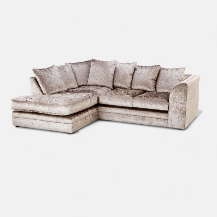 Crystal Crushed Velvet 4 Seater Corner Sofa- Left Side