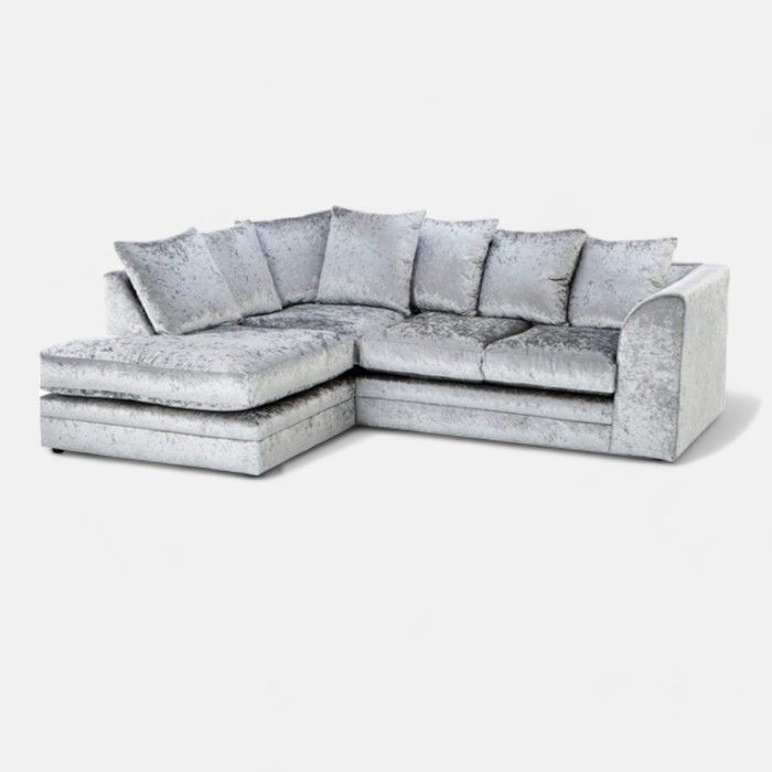 Crystal Crushed Velvet 4 Seater Corner Sofa- Left Side
