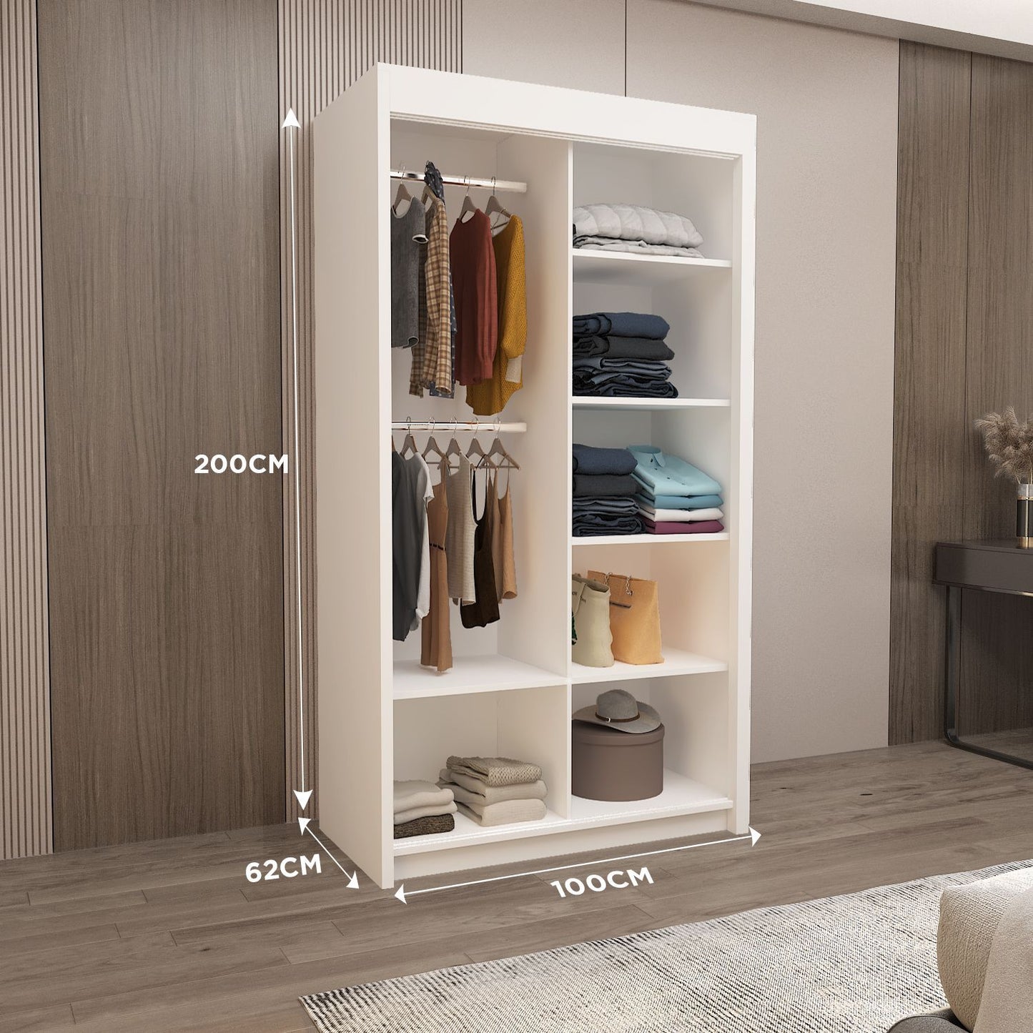 Sliding Mirrored Door Wardrobe - Milan