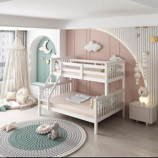 Triple Wooden Bunk Bed Children Bedroom Furniture