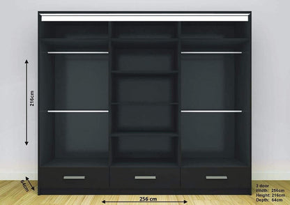 High Gloss Sliding Mirrored Door Wardrobe - Florence
