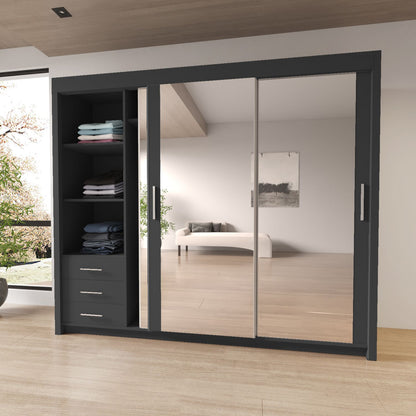 Sliding Mirrored Door Wardrobe - Milan