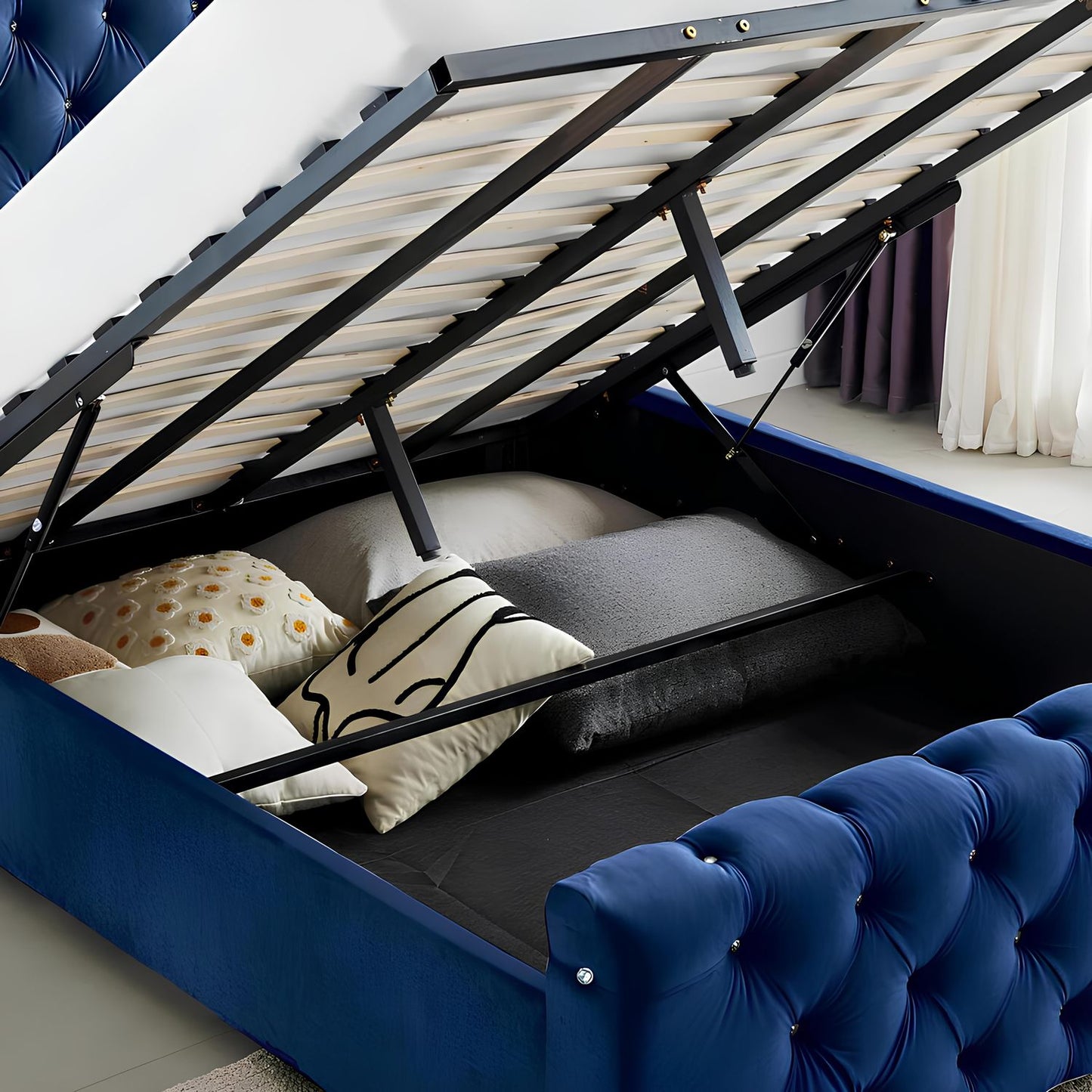Plush Velvet Ottoman Storage Bed