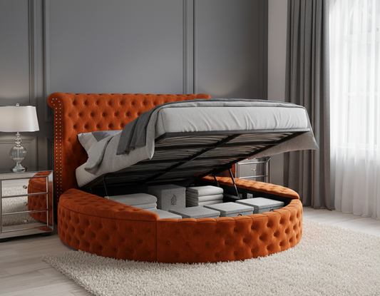Rincon Round Bed with Winged Headboard