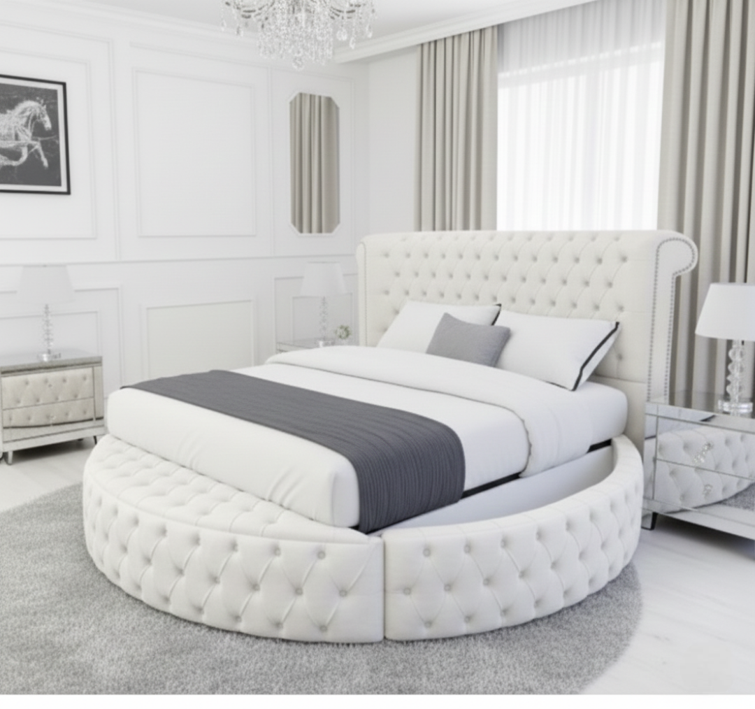 Elvian Round Bed With Side Storage