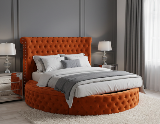 Rincon Round Bed with Winged Headboard