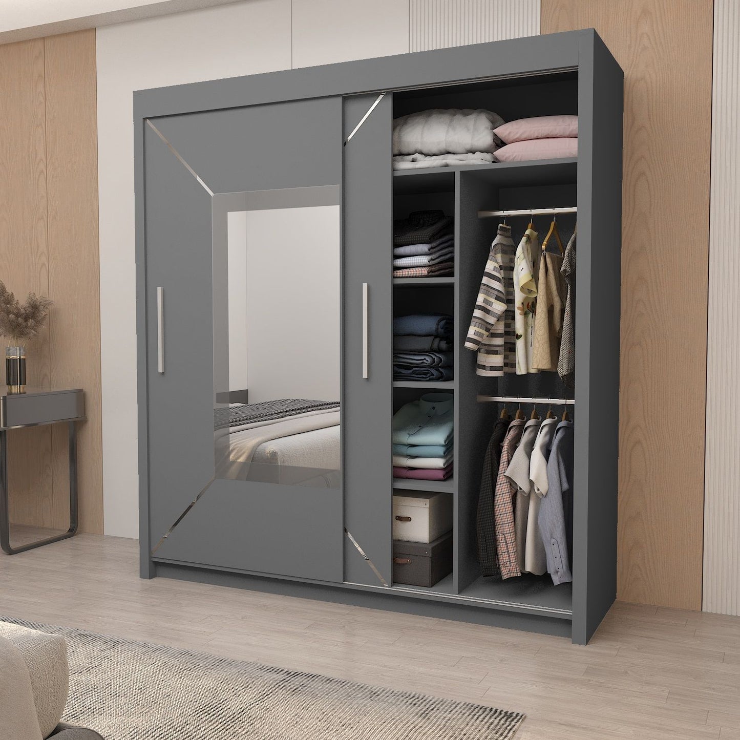 Sliding Mirrored Door Wardrobe - Nicole