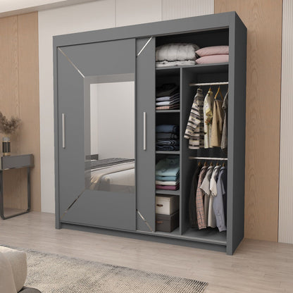 Sliding Mirrored Door Wardrobe - Nicole