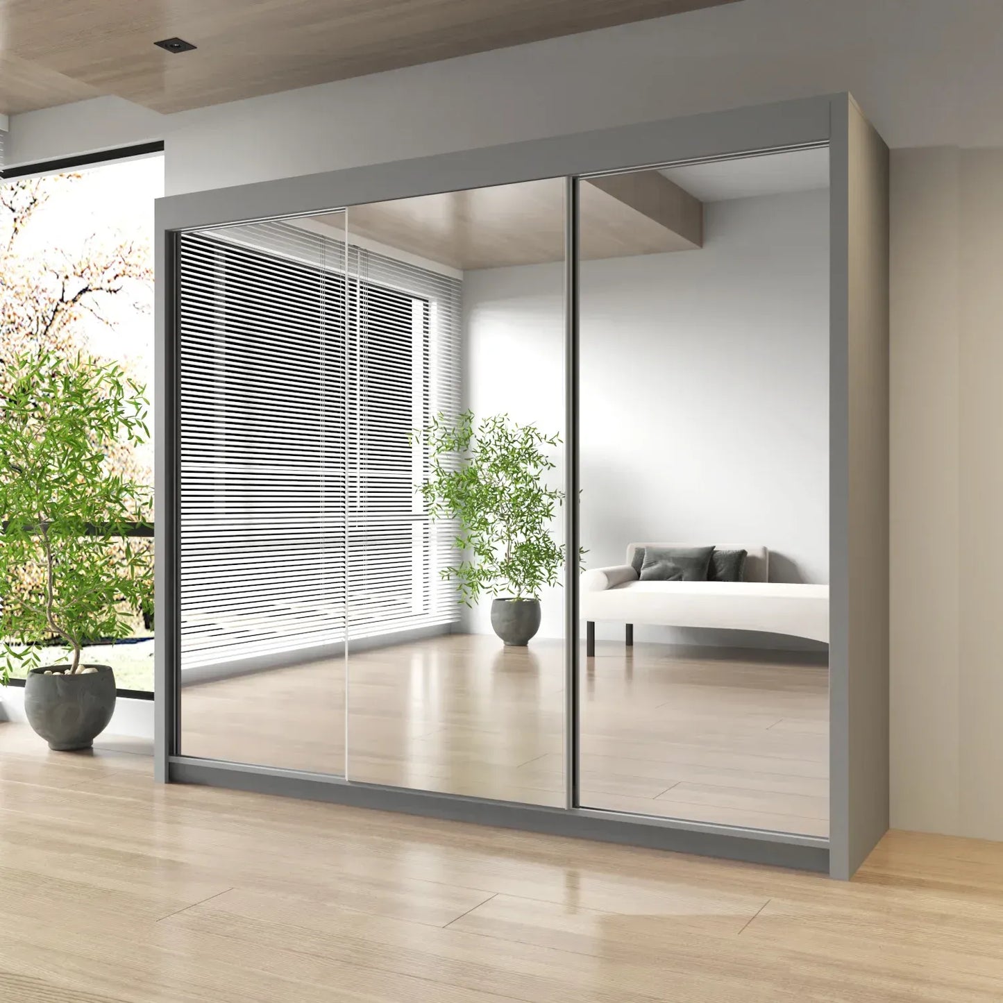 Sliding Mirrored Door Wardrobe - Milan