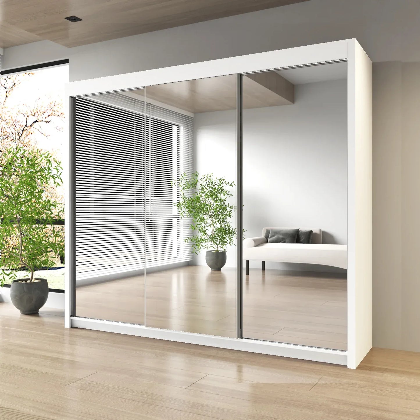 Sliding Mirrored Door Wardrobe - Milan