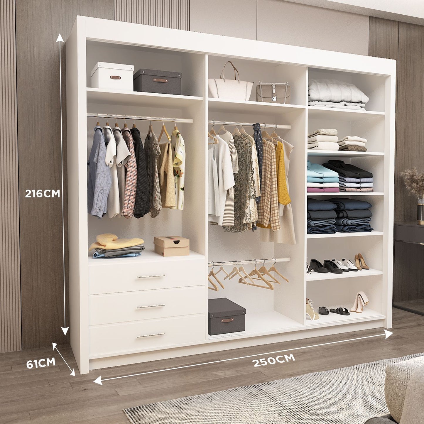 Sliding Mirrored Door Wardrobe - Lyon