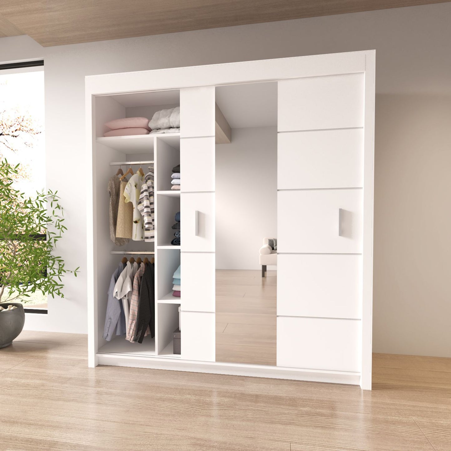 Sliding Mirrored Door Wardrobe - Oslo