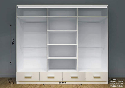 High Gloss Sliding Mirrored Door Wardrobe - Florence
