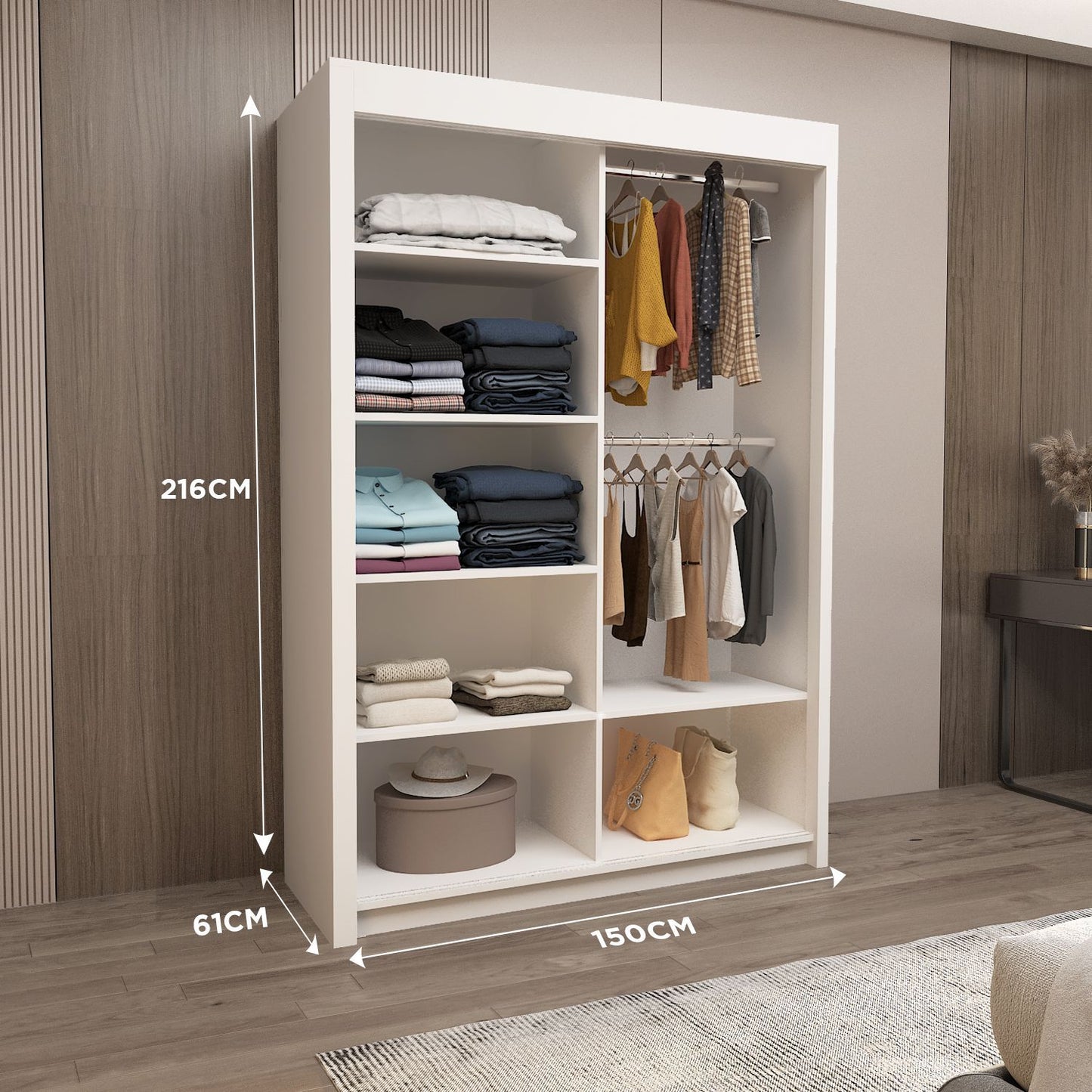 Sliding Mirrored Door Wardrobe - Nicole