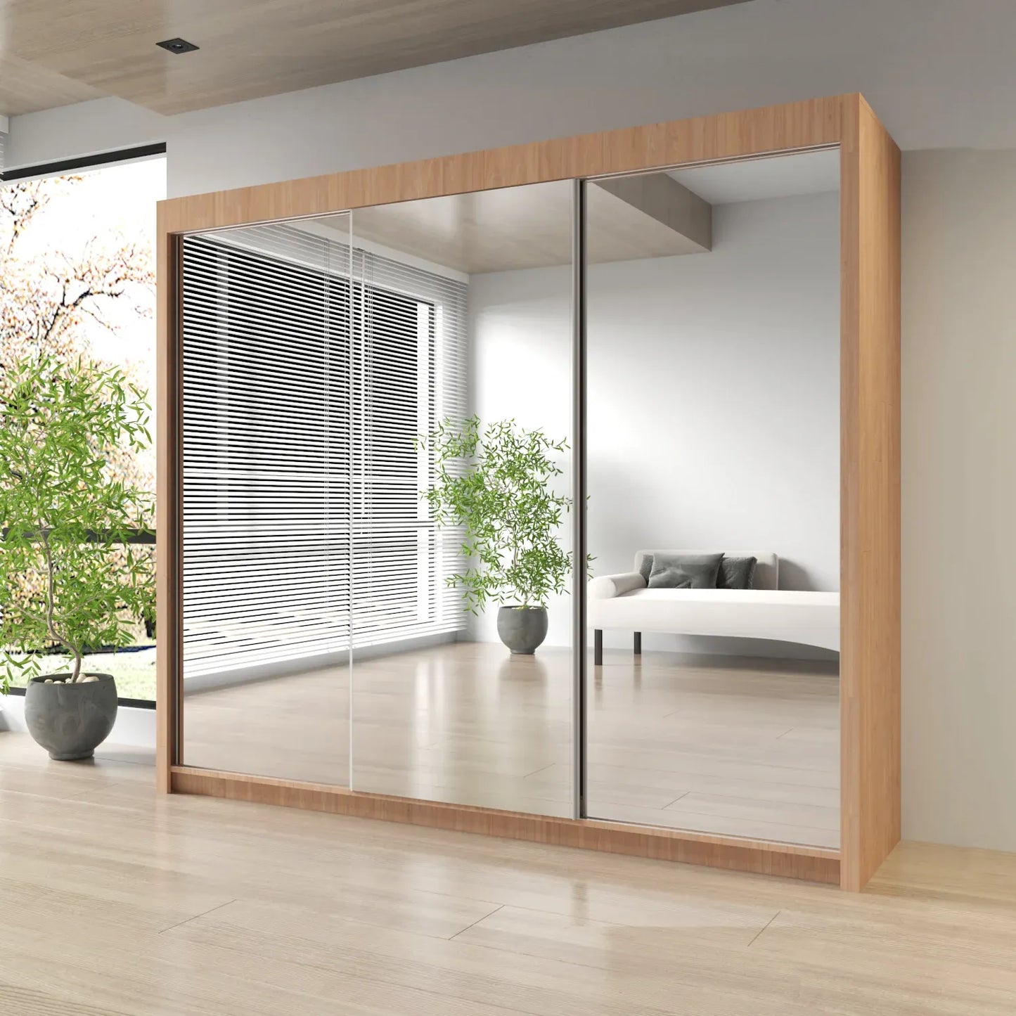 Sliding Mirrored Door Wardrobe - Milan