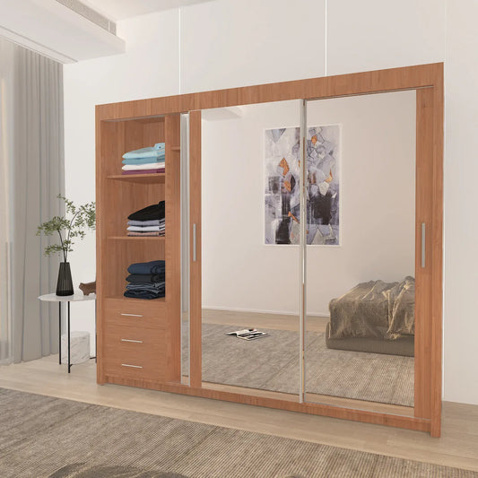 Sliding Mirrored Door Wardrobe - Milan
